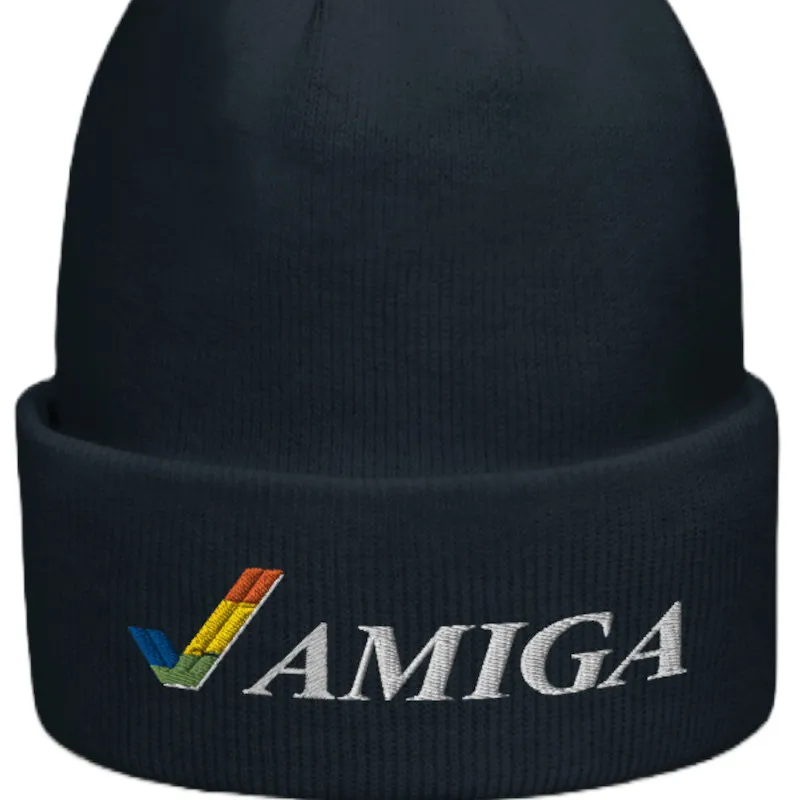 AMIGA™ MÜTZEN Made in USA ➳ Dunkelblaue AMIGA WIP Mütze mit Bommel