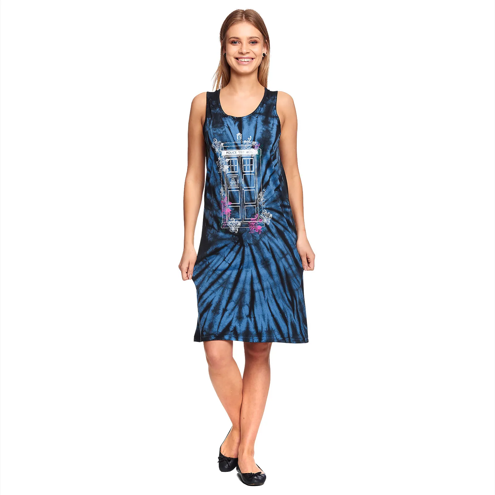 Doctor Who - Floral Tardis Batik Minikleid-| Elbenwald