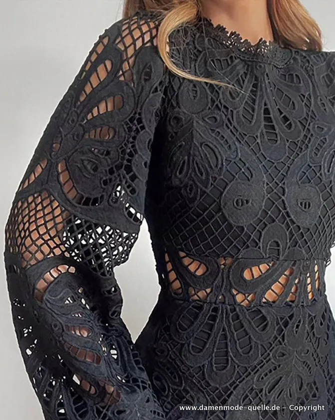 Elegantes Mini Spitzenkleid in Schwarz