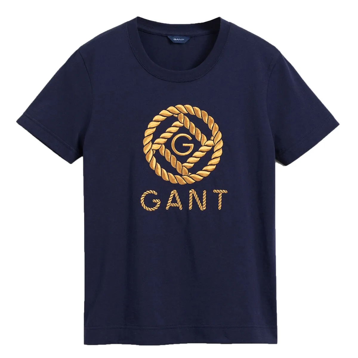GANT Damen T-Shirt - ROPE ICON T-SHIRT, Rundhals, Logo Stickerei, Baumwolle, uni