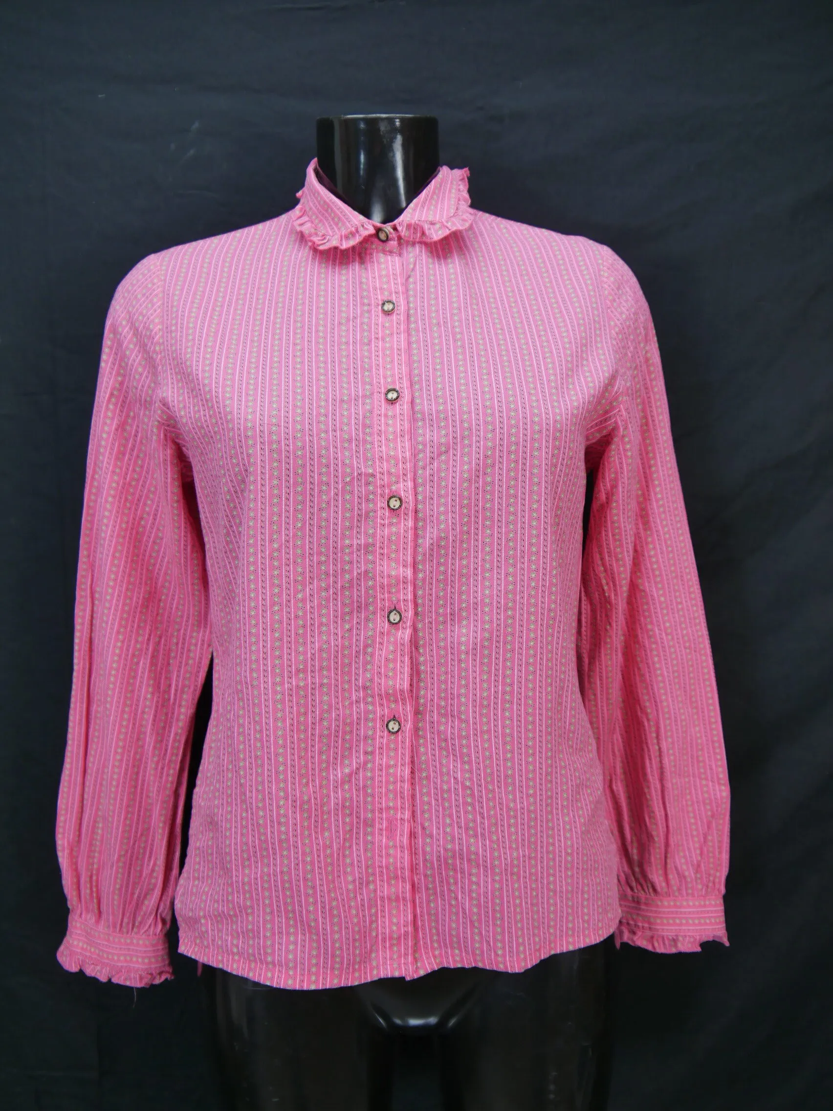 Gr.38 Trachtenbluse rot Bluse für Dirndl Creation Hämmerle Rüschen Muster TB9153