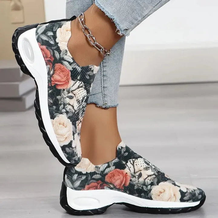 Klobige Sneaker mit Blumenmotiv für Damen