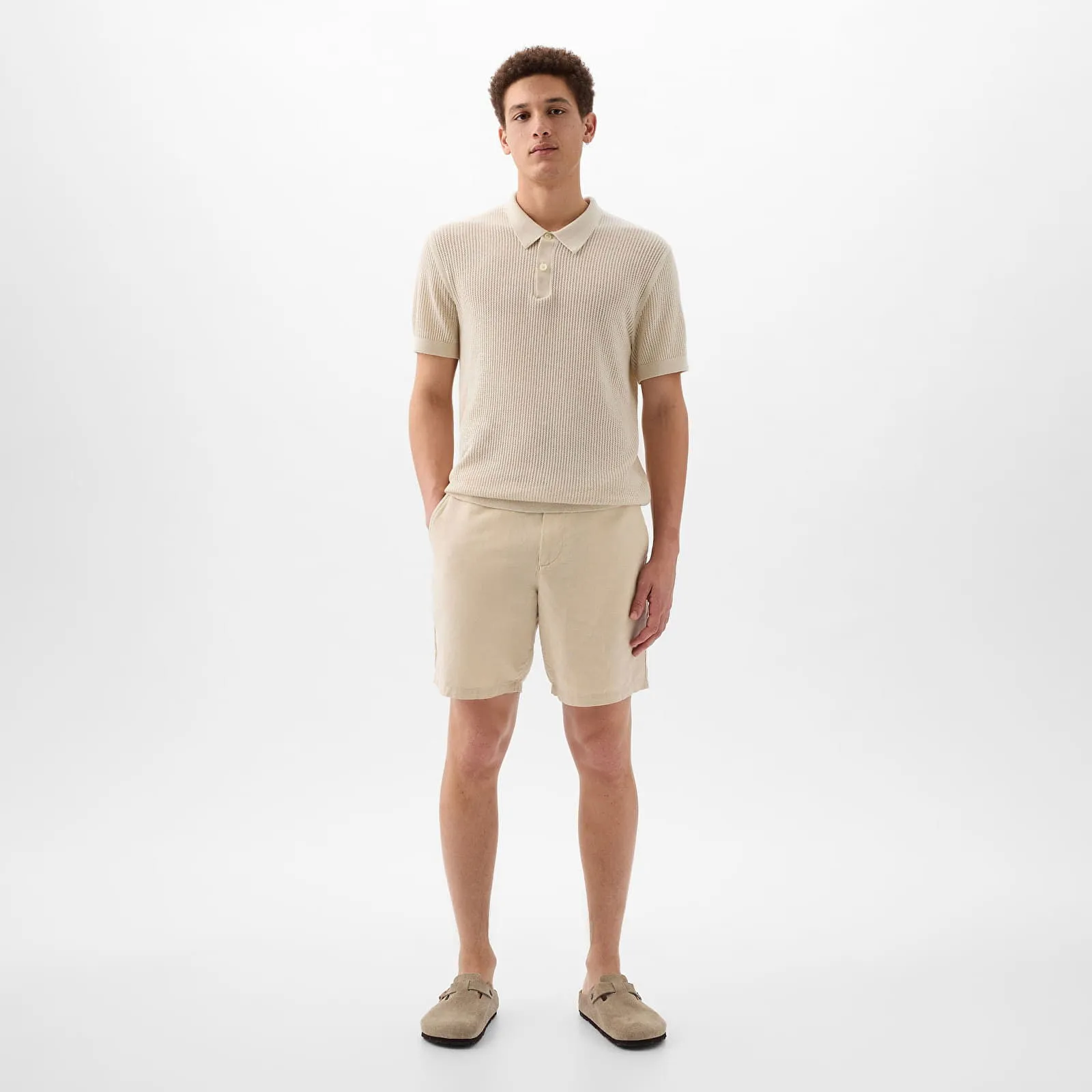 Kurze Hosen GAP Linen Fixed Waist Short Oatmeal 870594-00