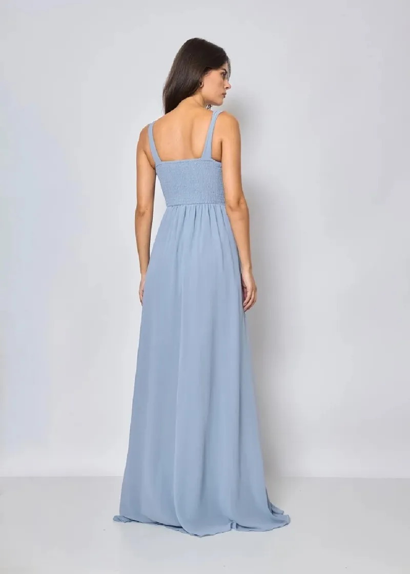 Langes trägerloses Spitzenkleid