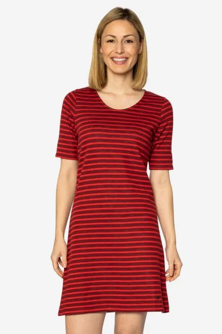 MAKEMYDAY Ringel Sweatkleid für Damen syrahred - auraorange