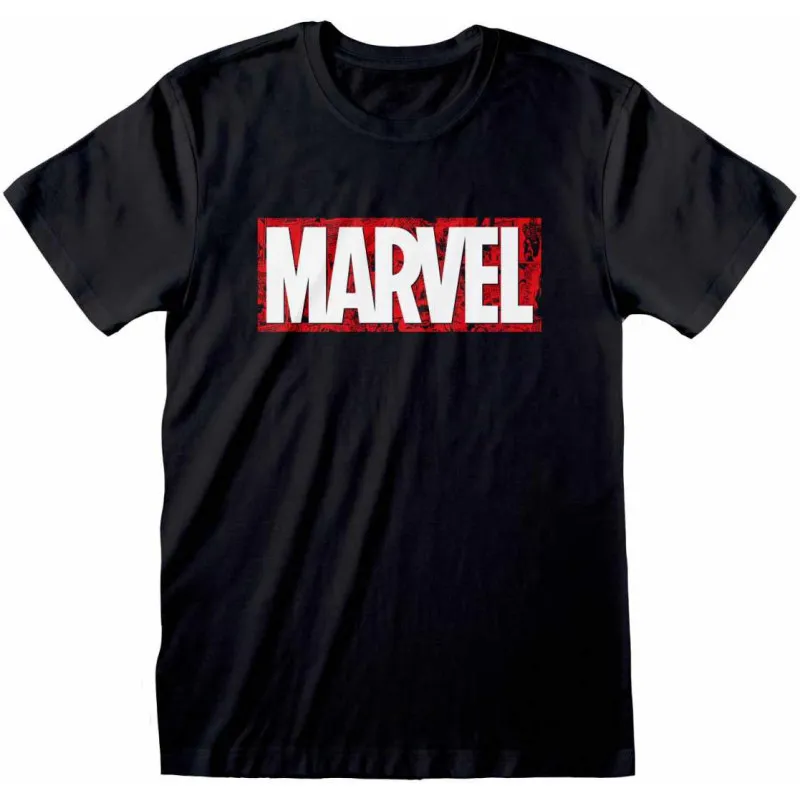 Marvel T-Shirt – Klassisches Logo auf schwarzem Unisex-Shirt