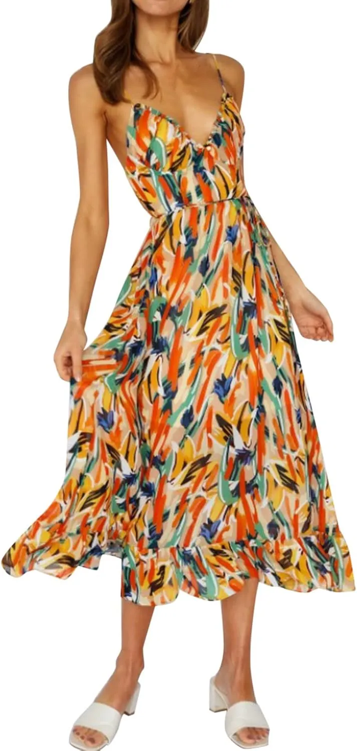 Orangen Elegante Sommerkleid