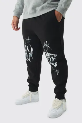 Plus Oversize Jogginghose mit gespleißtem Homme Print