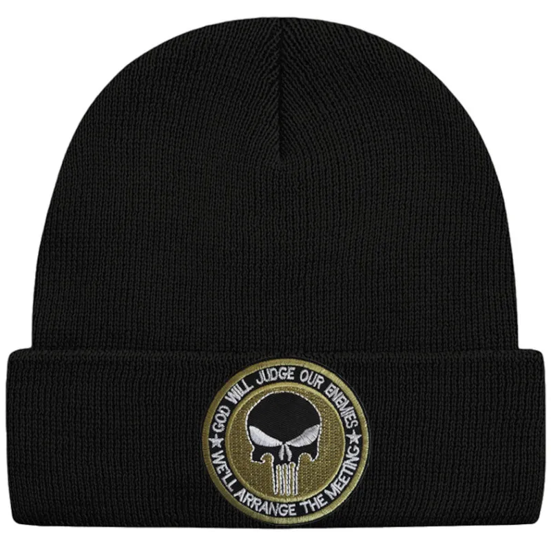 Punisher Schwarze Beanie – Marvel Comics Patch Mütze für Fans