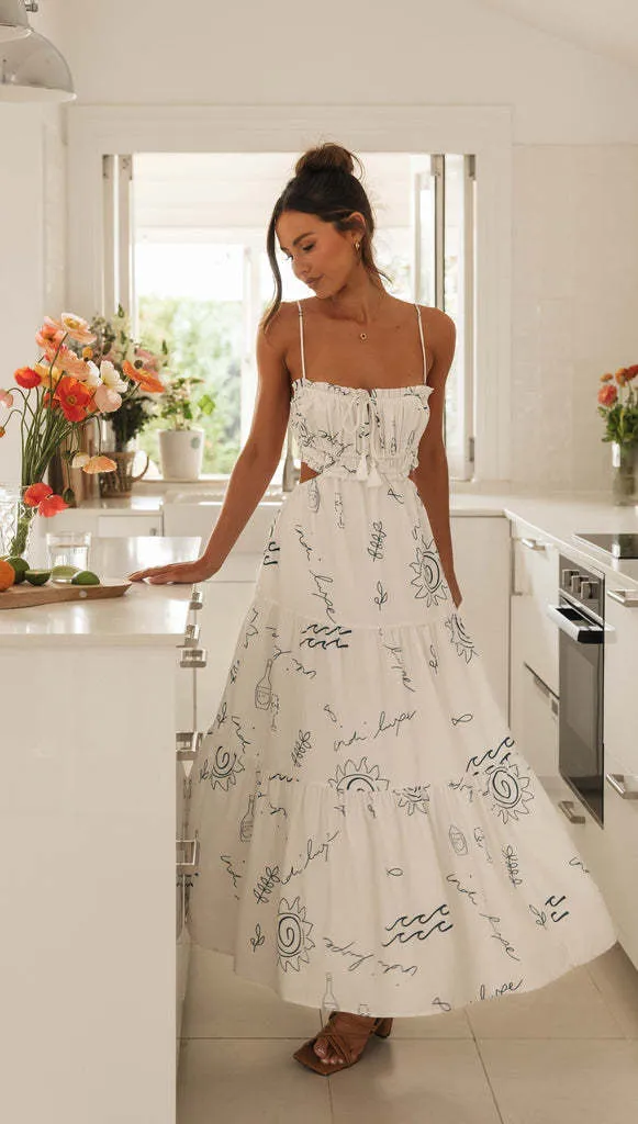 Rückenfreies langes Sommerkleid für Damen mit Spitzendruck